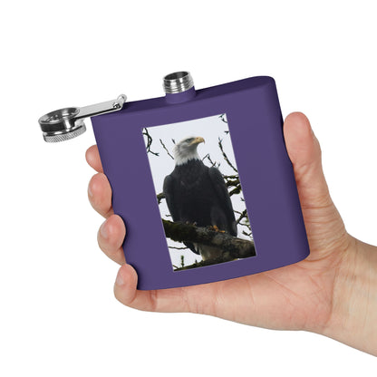 Eagle Photo Flask – 6oz Stainless Steel Hip Flask, Patriotic Wildlife Gift