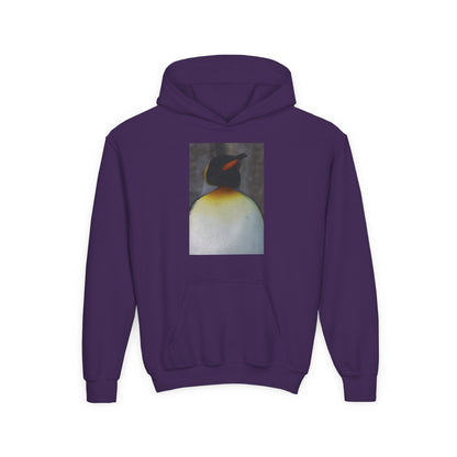 Penguin Art Youth Hoodie — Minimalist Royal Penguin Illustration Sweatshirt