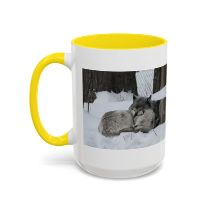 Wolf Pair Accent Coffee Mug – Winter Wildlife Photo Mug (11/15 oz)