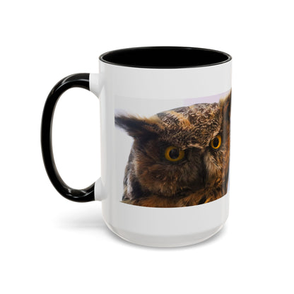 Owl Accent Coffee Mug – Realistic Great Horned Owl Photo (11/15 oz)