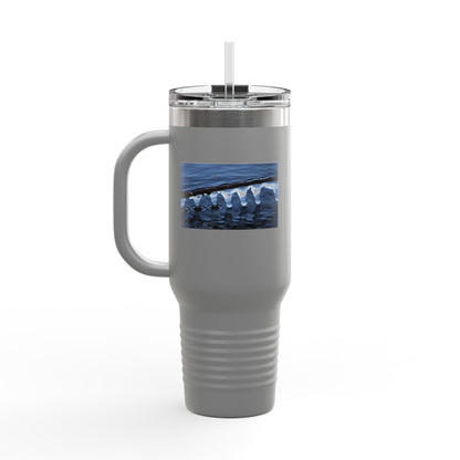 40oz Insulated Travel Mug — Ocean Wave Ice Photo Design, Large Stainless Steel Tumbler