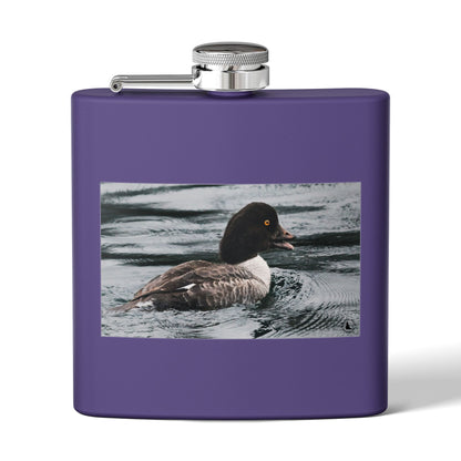Goldeneye Duck Photo Stainless Steel Flask — 6oz Travel Hip Flask