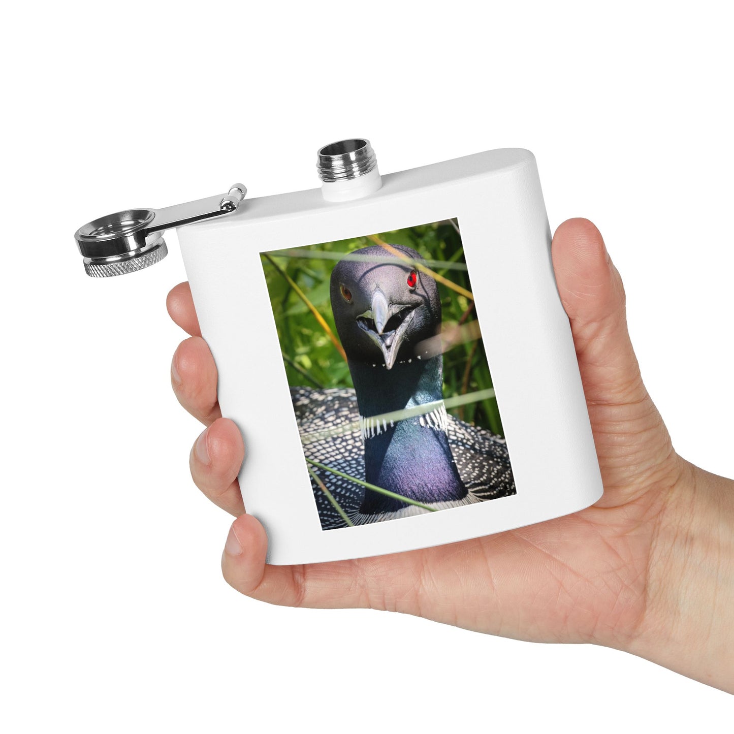 Loon Photo Stainless Steel Flask – 6oz Nature Wildlife Hip Flask