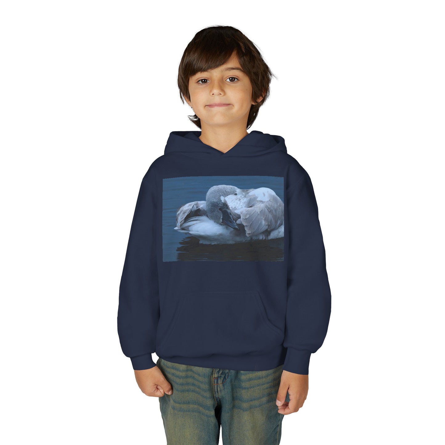 Youth Hoodie with Sleeping Swan Photo — Cozy Wildlife Sweatshirt