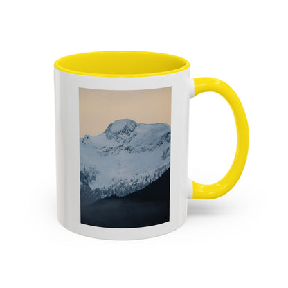 Mountain Sunrise Accent Coffee Mug — Scenic Snow Peak Photo (11/15oz)