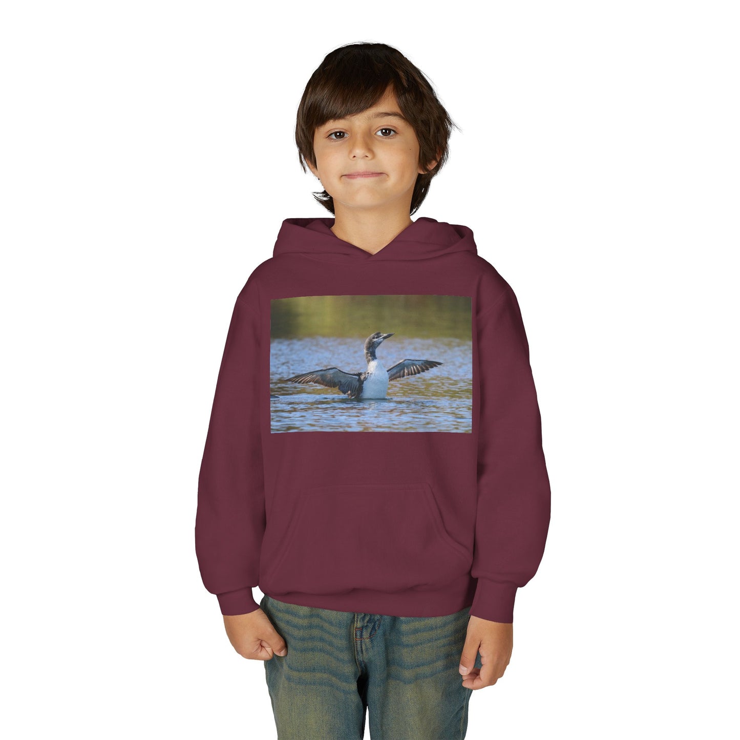 Youth Hoodie with Loon Photo – Nature Birdwatching Pullover