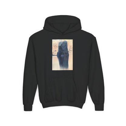 Youth Hoodie with Serene Lake Reflection Photo — Nature-Inspired Kids’ Pullover