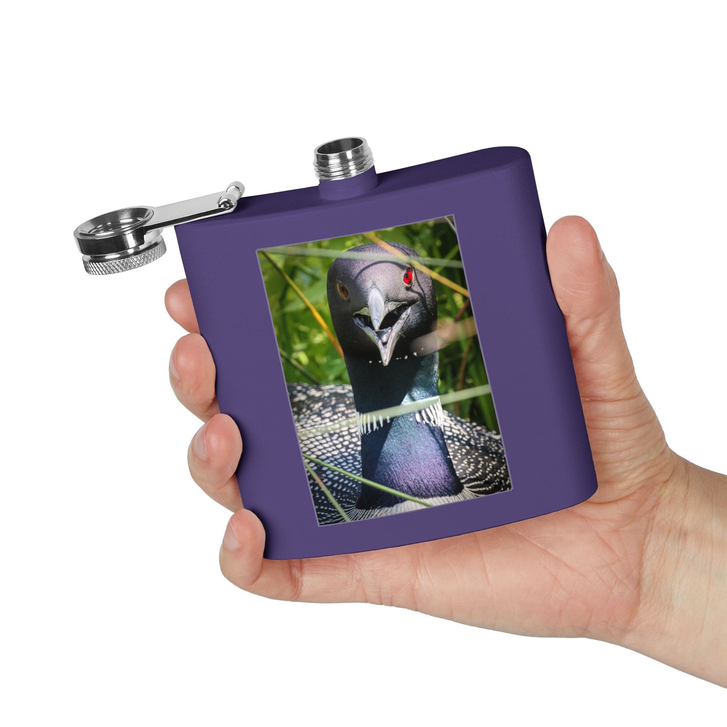 Loon Photo Stainless Steel Flask – 6oz Nature Wildlife Hip Flask
