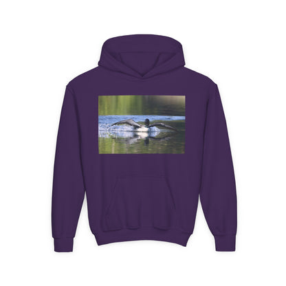 Youth Hoodie with Swimming Otter Photo – Cute Wildlife Kids Sweatshirt