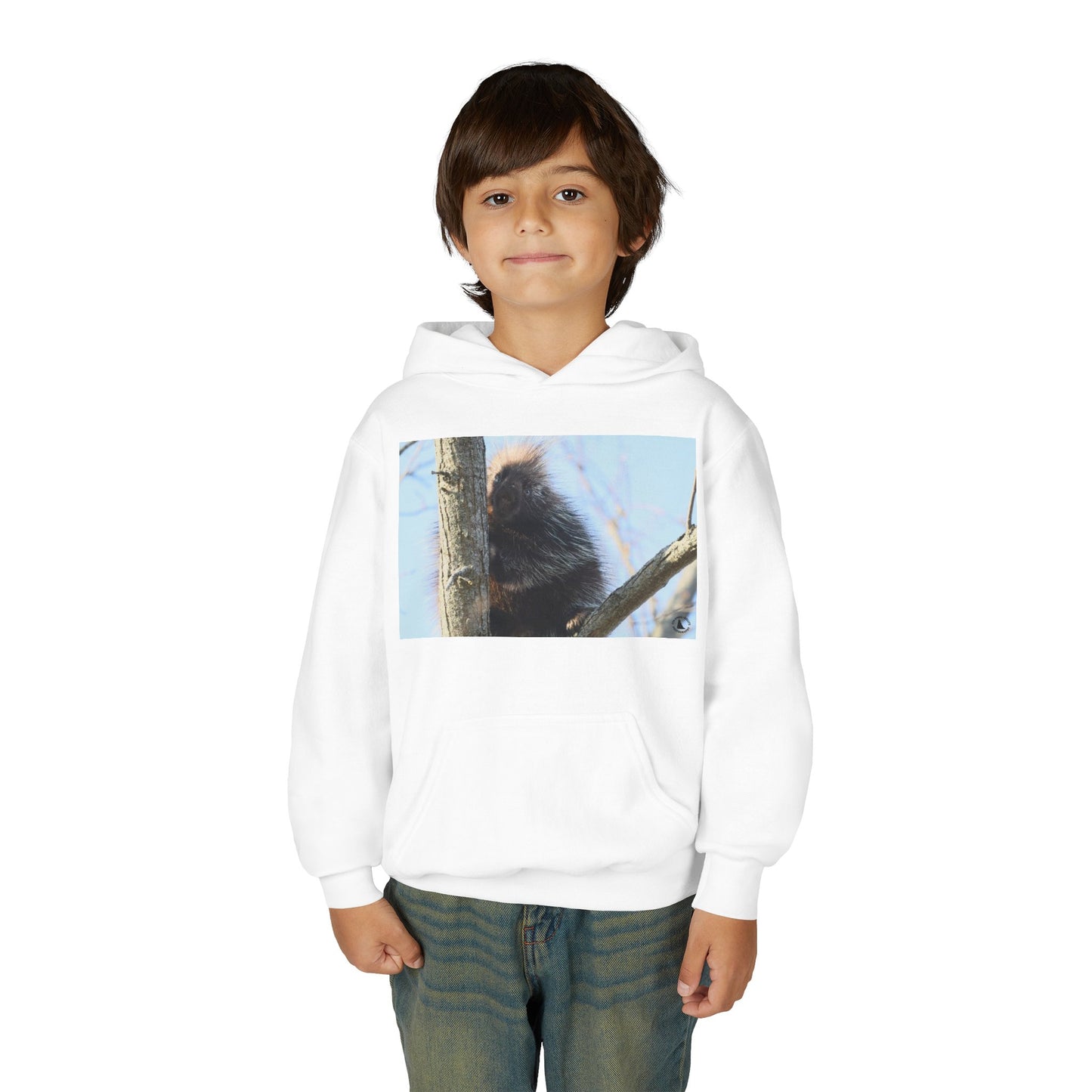 Youth Hoodie with Tree-Climbing Porcupine Photo – Cute Wildlife Kids Sweatshirt