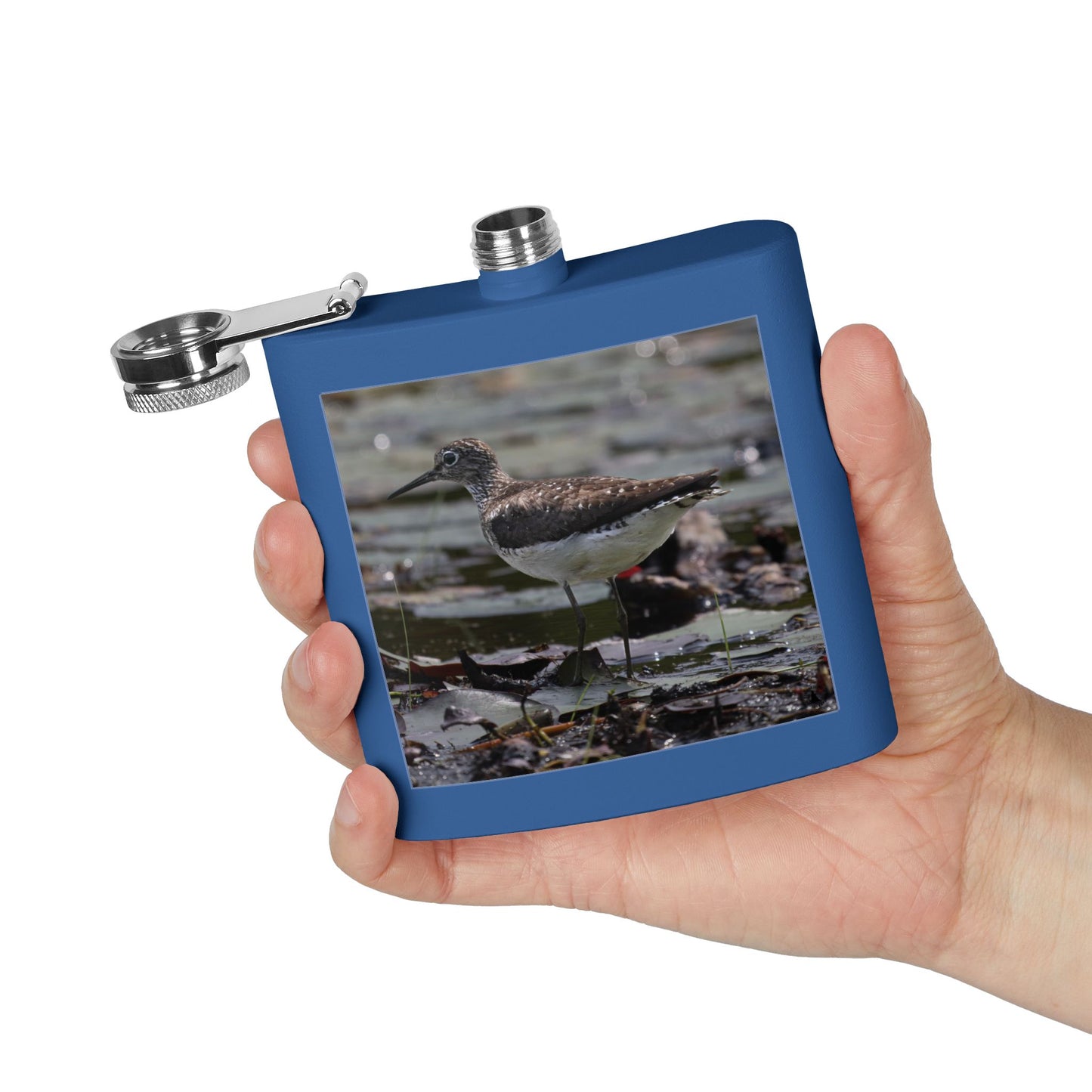 6oz Stainless Steel Flask – Sandpiper Wildlife Photo Hip Flask for Birdwatchers