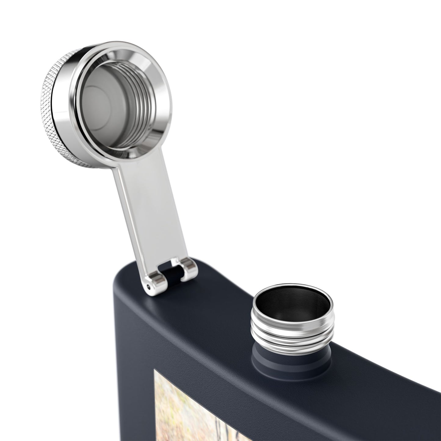 6oz Stainless Steel Flask with Tranquil Lake Rock Photo – Portable Outdoor Hip Flask