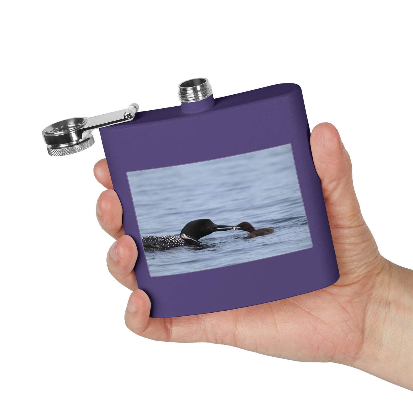 Loon Family 6oz Stainless Steel Flask – Wildlife Nature Gift