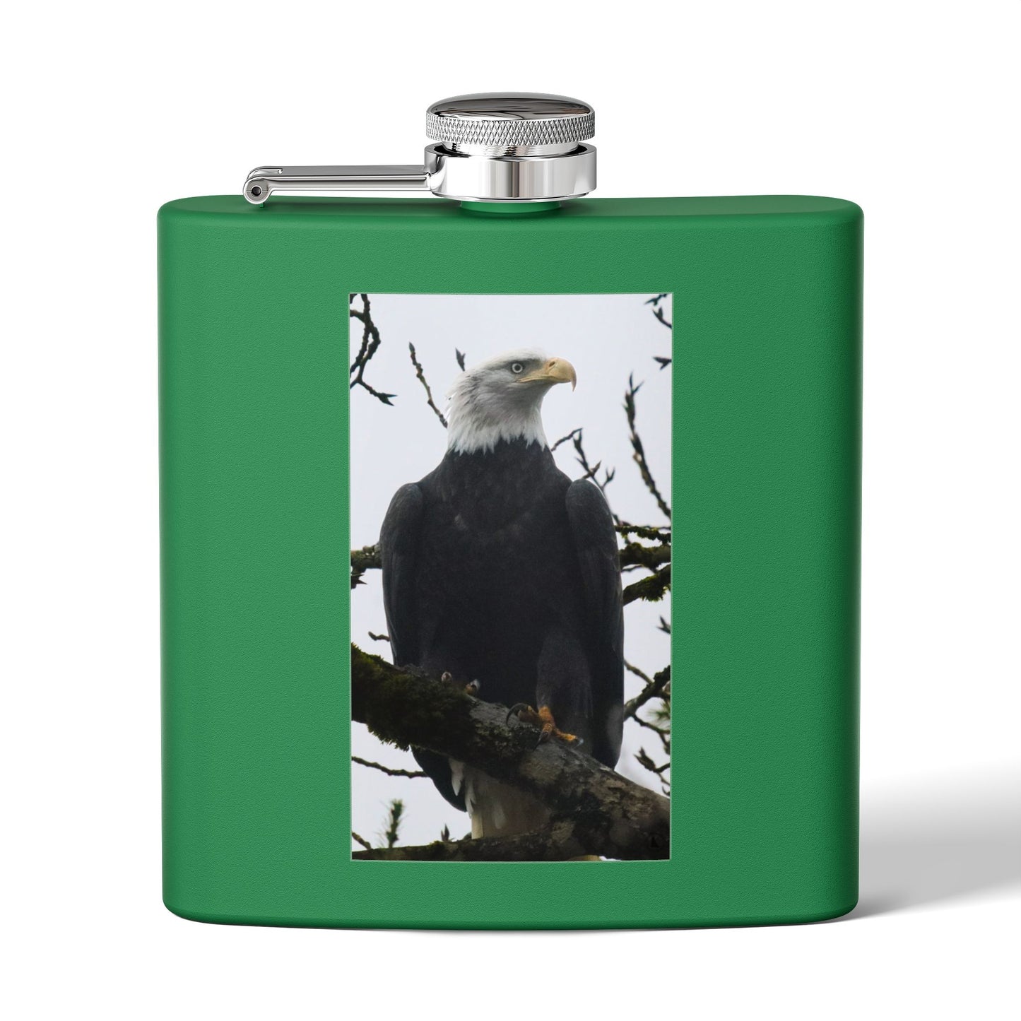 Eagle Photo Flask – 6oz Stainless Steel Hip Flask, Patriotic Wildlife Gift