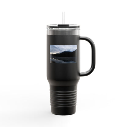 40oz Insulated Travel Mug – Scenic Lake Mountain Photo, Thermal Tumbler for Commuting & Outdoor Adventures