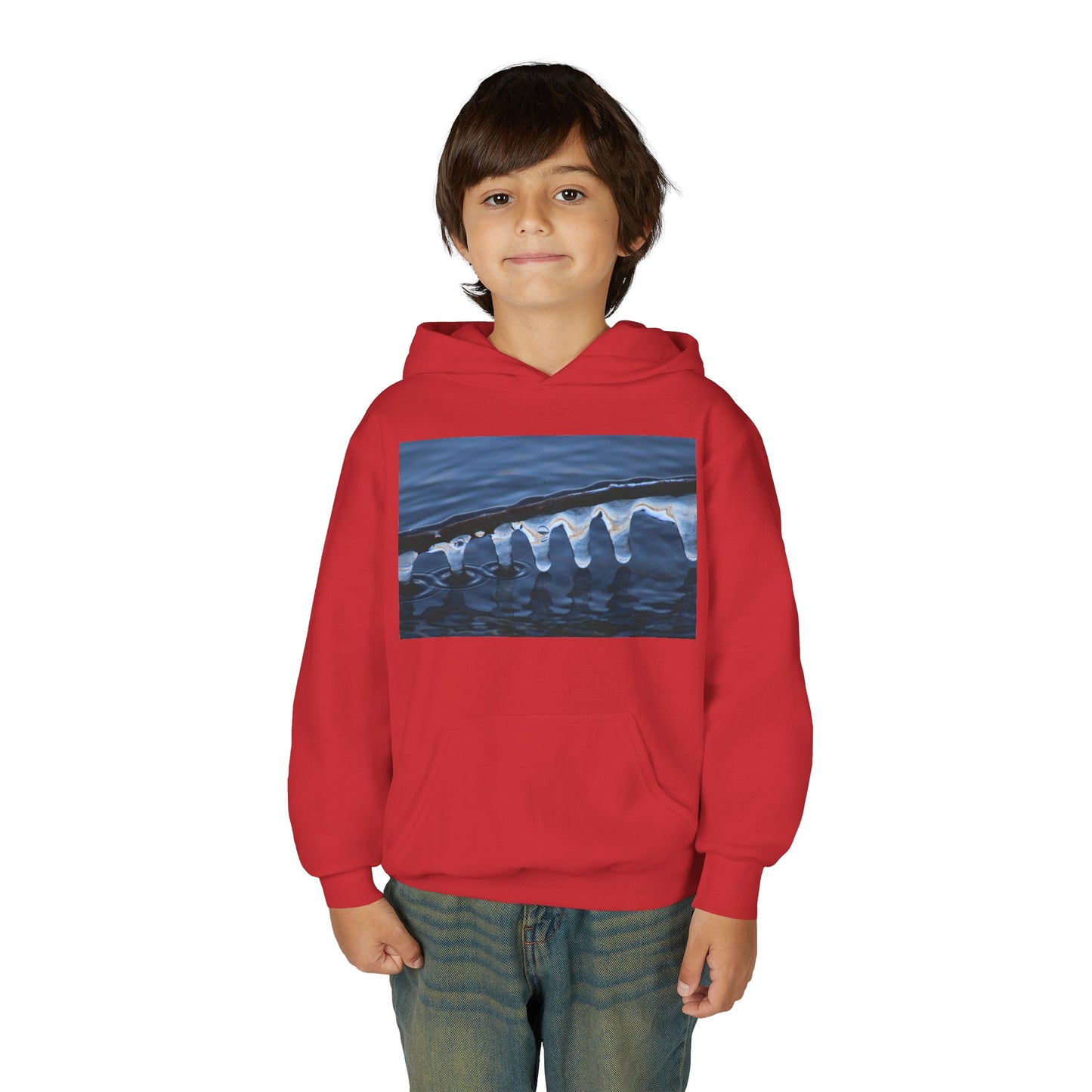 Ocean Wave Ice Photo Hoodie — Youth Nautical Winter Sweatshirt