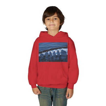 Ocean Wave Ice Photo Hoodie — Youth Nautical Winter Sweatshirt