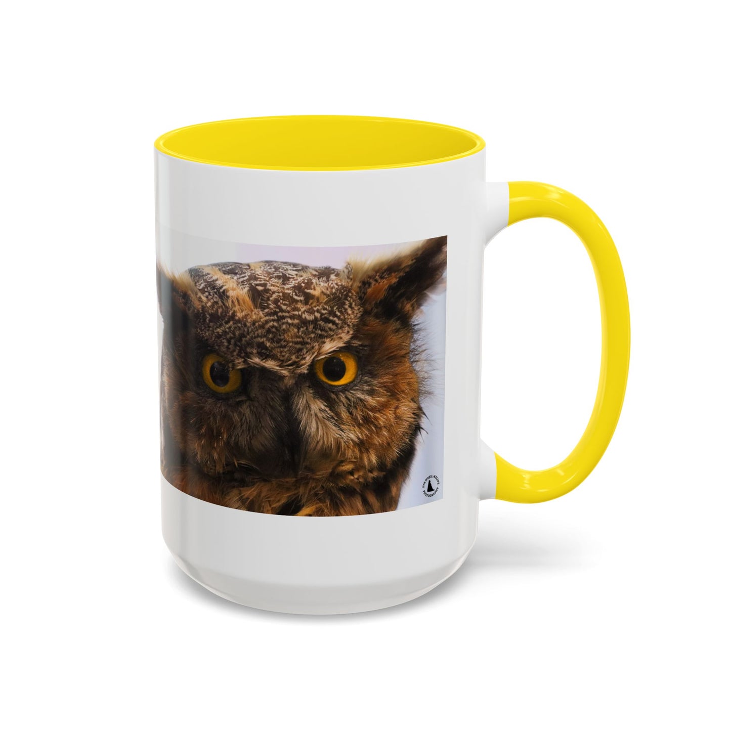 Owl Accent Coffee Mug – Realistic Great Horned Owl Photo (11/15 oz)