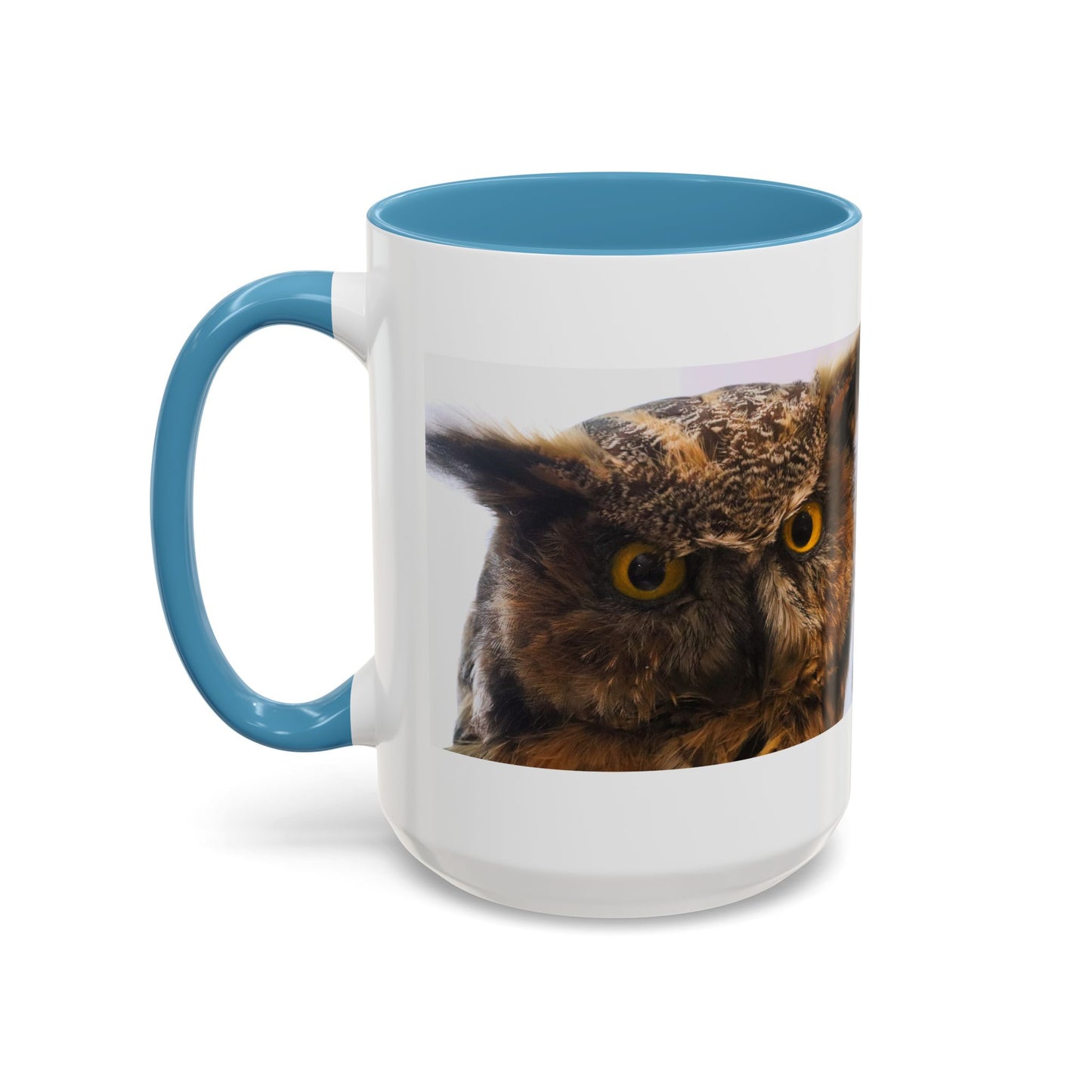 Owl Accent Coffee Mug – Realistic Great Horned Owl Photo (11/15 oz)