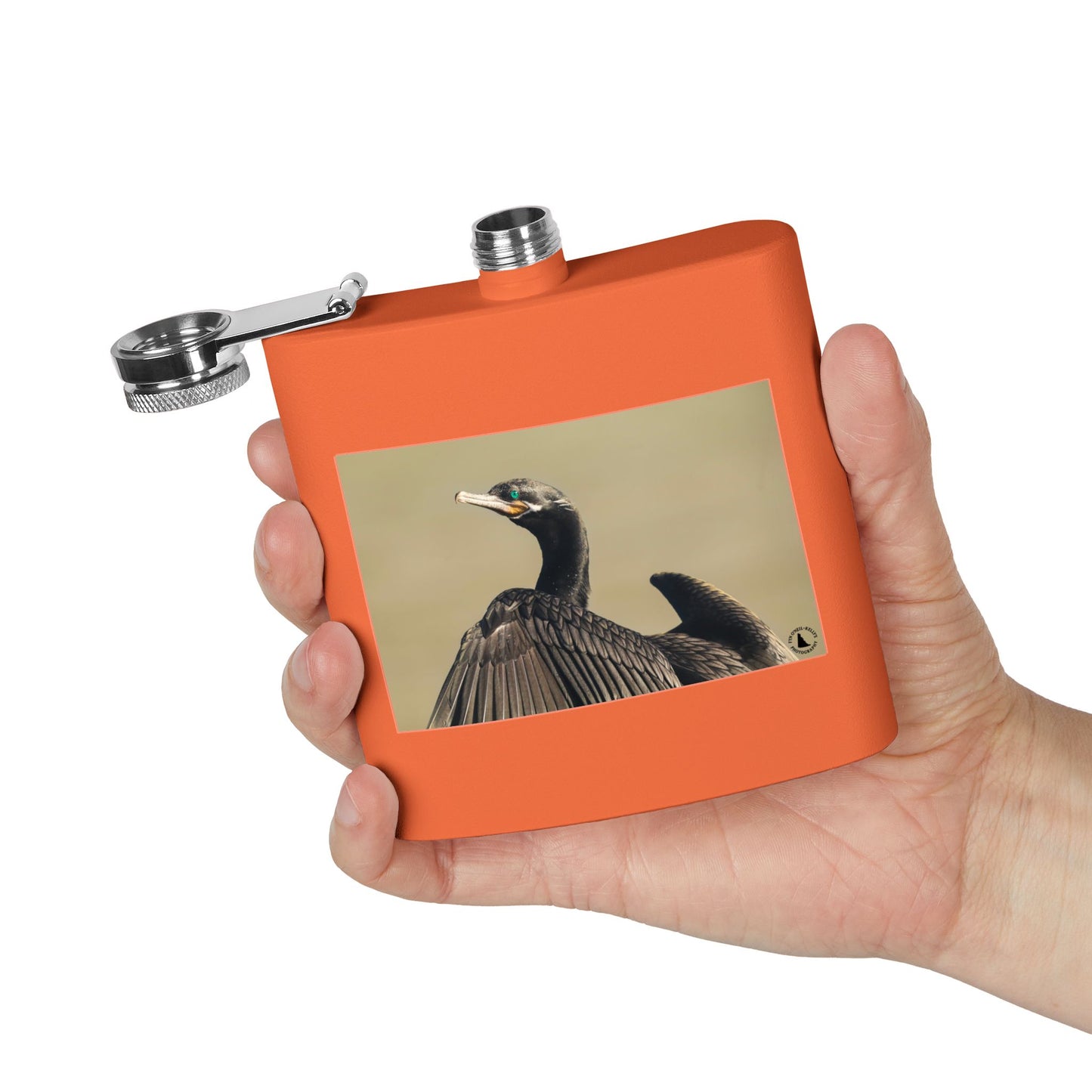Cormorant Photo Stainless Steel Flask – 6oz Pocket Hip Flask for Birdwatchers & Outdoor Lovers
