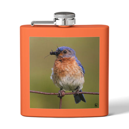 6oz Bluebird Stainless Steel Flask — Nature Photo Pocket Hip Flask