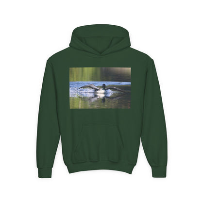 Youth Hoodie with Swimming Otter Photo – Cute Wildlife Kids Sweatshirt