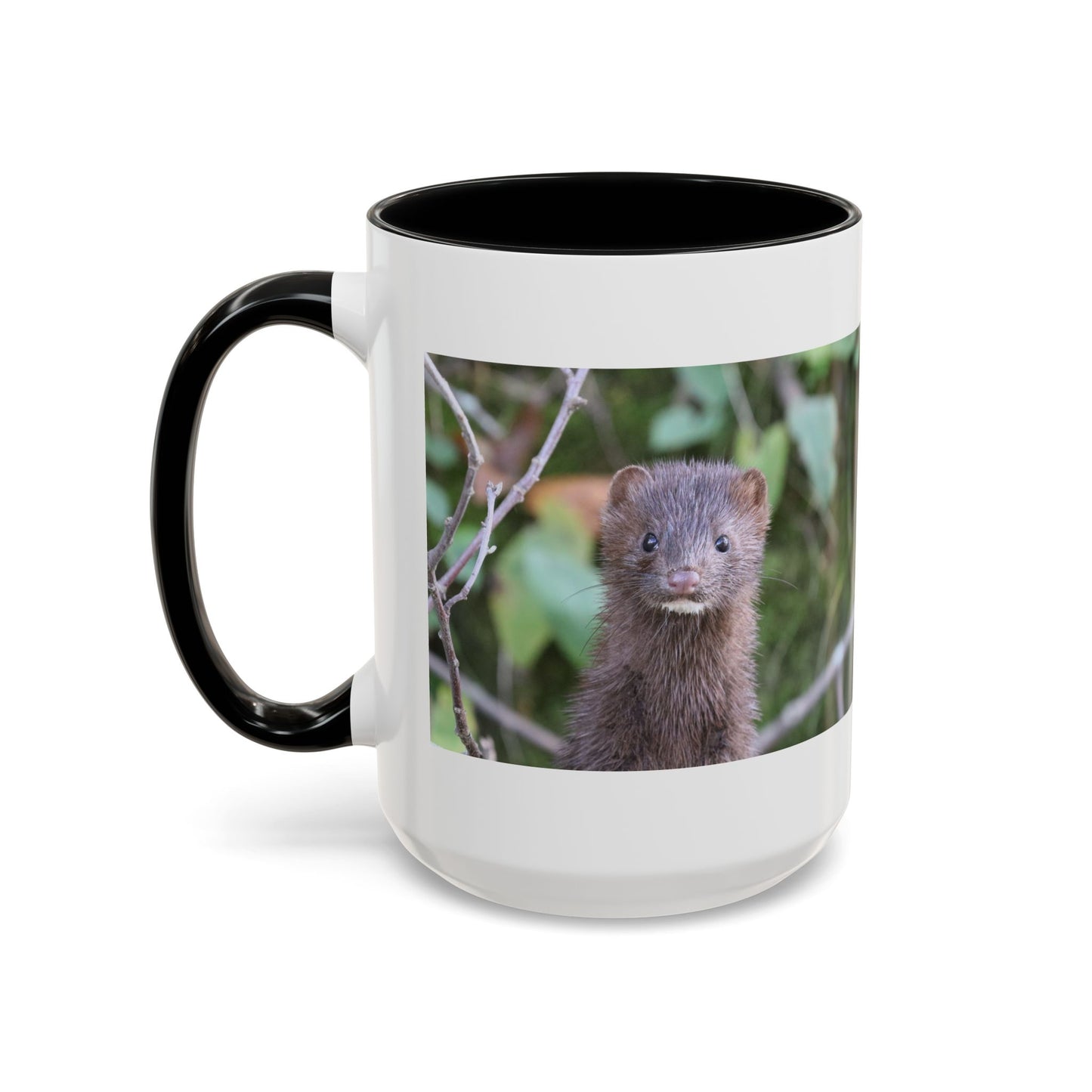 Cute Mink Photo Accent Mug – Wildlife Photography Coffee Cup (11/15 oz)