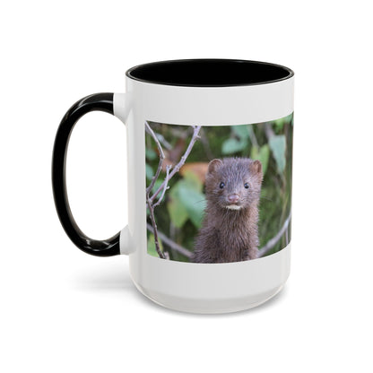 Cute Mink Photo Accent Mug – Wildlife Photography Coffee Cup (11/15 oz)