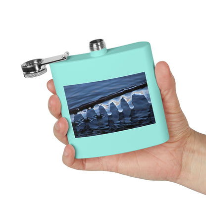 Ice Edge Flask — 6oz Stainless Steel Hip Flask with Winter Water Photography