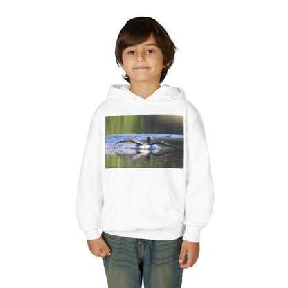 Youth Hoodie with Swimming Otter Photo – Cute Wildlife Kids Sweatshirt