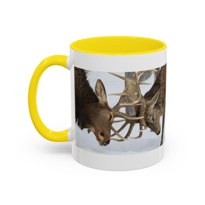 Deer Antler Clash Coffee Mug — Rustic Wildlife Accent Mug (11/15oz)