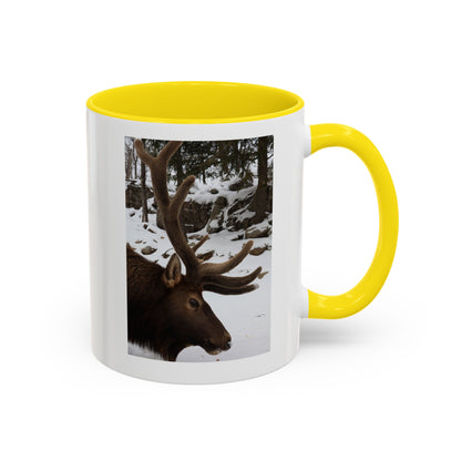 Elk in Snow Accent Coffee Mug — Nature Wildlife Photo Mug (11/15oz)