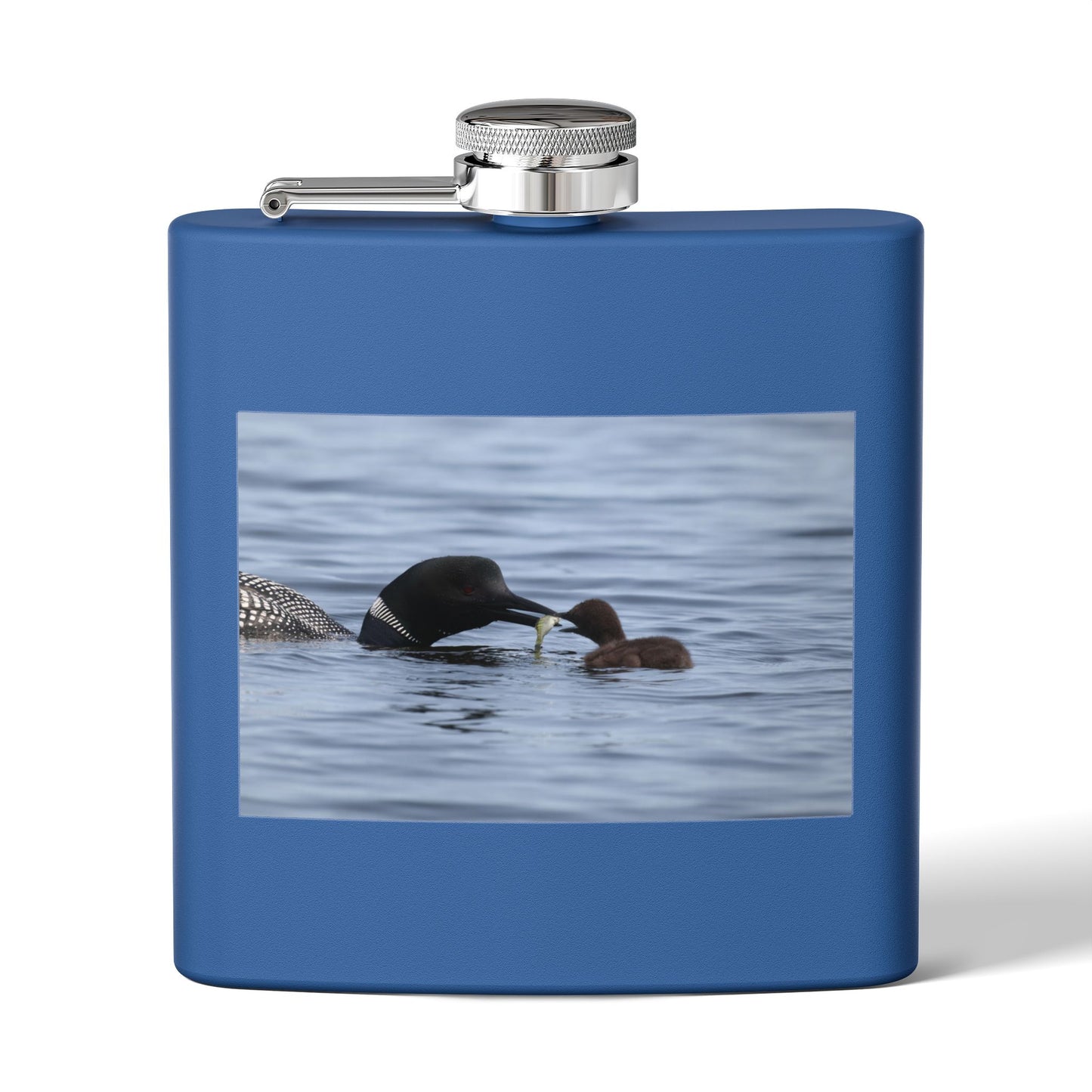 Loon Family 6oz Stainless Steel Flask — Nature Wildlife Gift