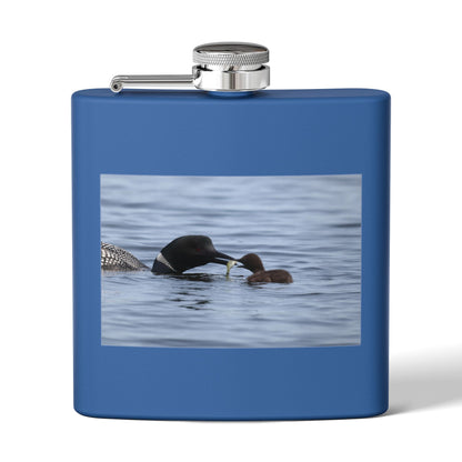 Loon Family 6oz Stainless Steel Flask — Nature Wildlife Gift