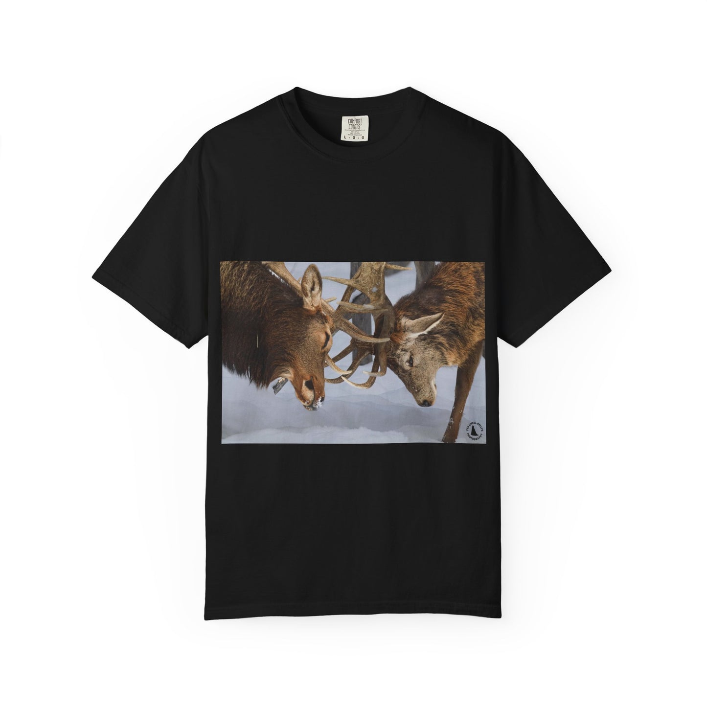 Antler Clash: Winter Wildlife Encounter, Dramatic Nature Photographyphotography shirts