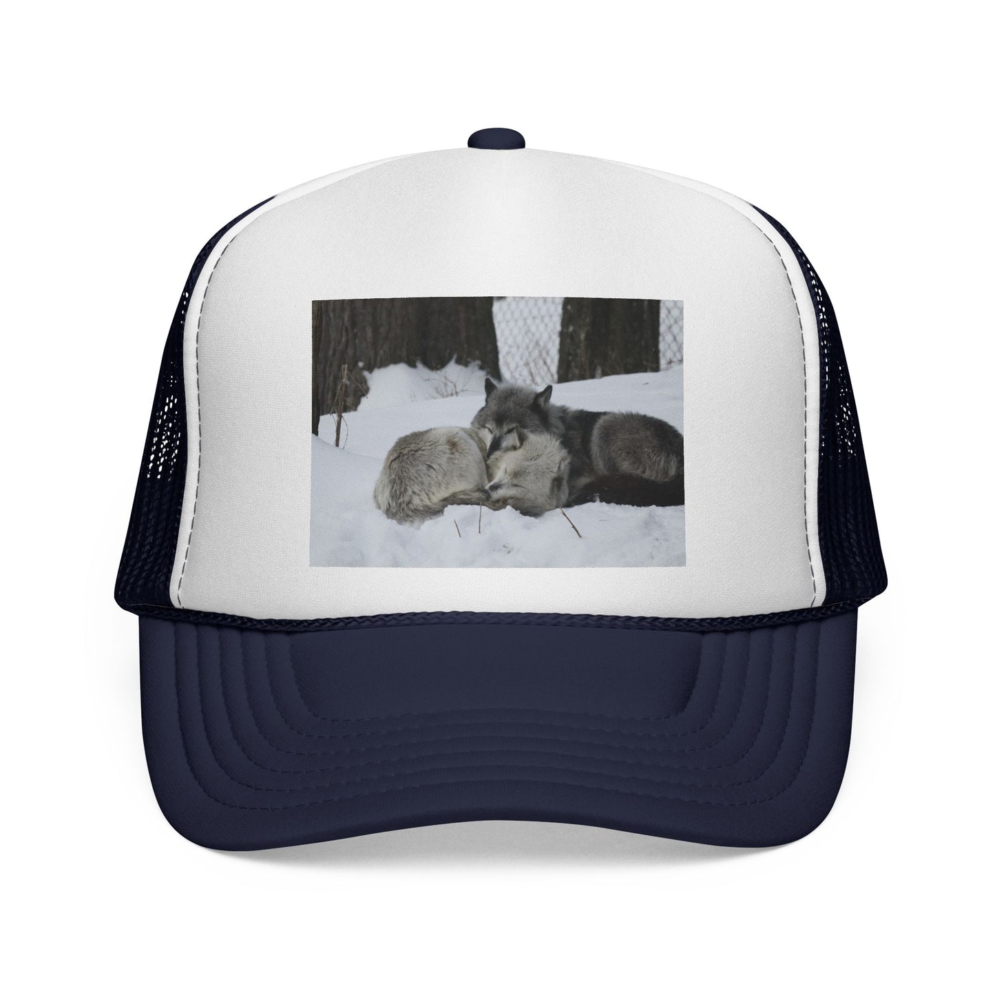 Wolf Pair Trucker Cap — Cozy Snow Wolves Mesh Hat