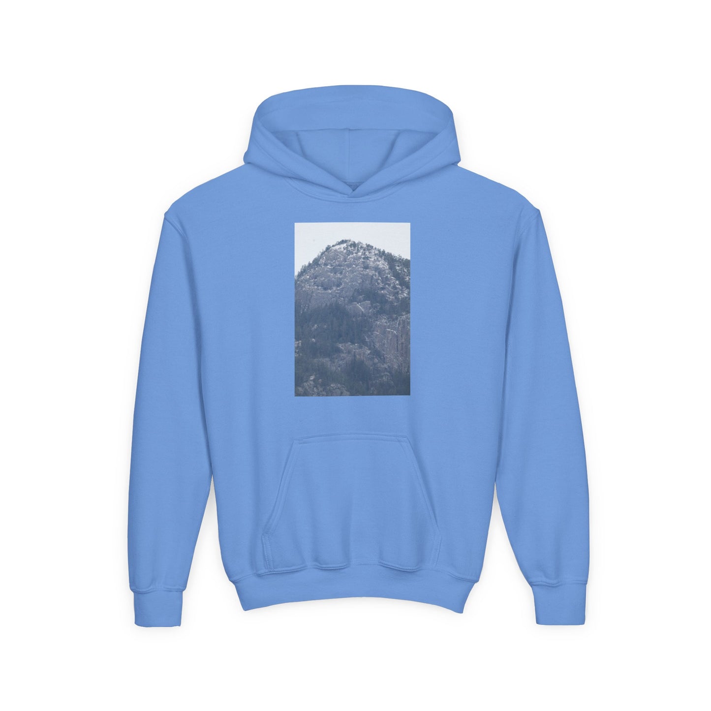 Mountain Peak Youth Hoodie — Winter Snow Scenic Graphic Sweatshirt