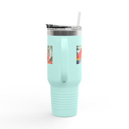 40oz Insulated Travel Mug — Colorful Macaw Parrot Photo, Double-Wall Tumbler for Travel & Outdoor