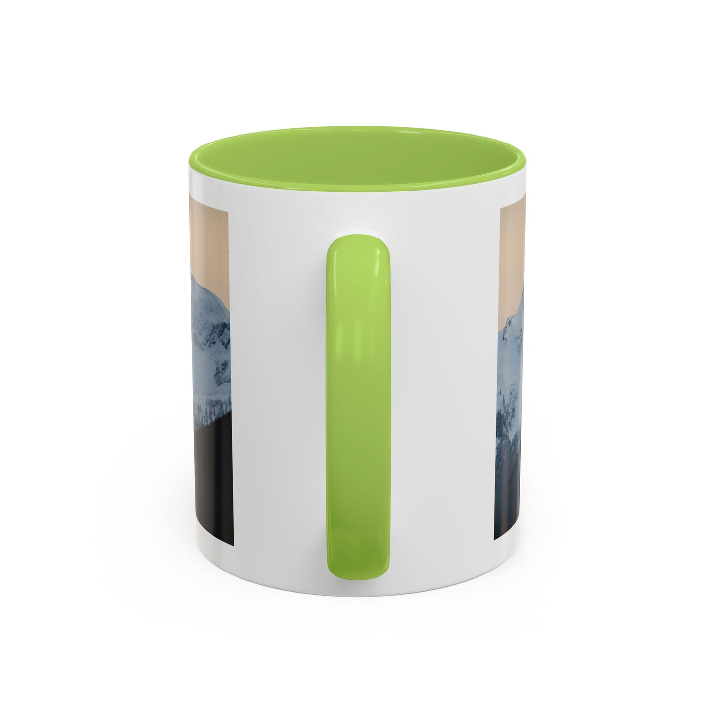 Mountain Sunrise Accent Coffee Mug — Scenic Snow Peak Photo (11/15oz)