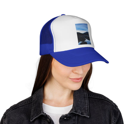 Mountain Lake Trucker Hat — Scenic Nature Photo Cap