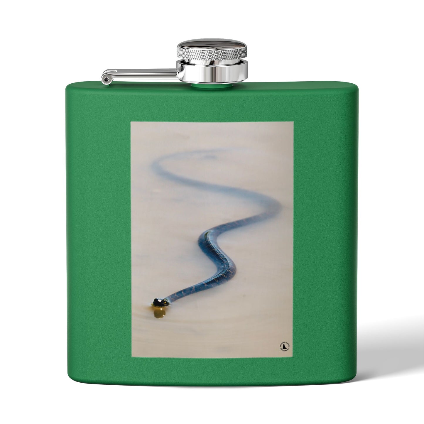 6oz Stainless Steel Flask with Serpentine Snow Trail Photo – Minimal Outdoor Gift