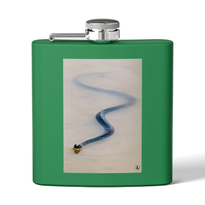 6oz Stainless Steel Flask with Serpentine Snow Trail Photo – Minimal Outdoor Gift