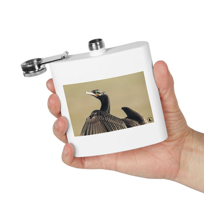 Cormorant Photo Stainless Steel Flask – 6oz Pocket Hip Flask for Birdwatchers & Outdoor Lovers