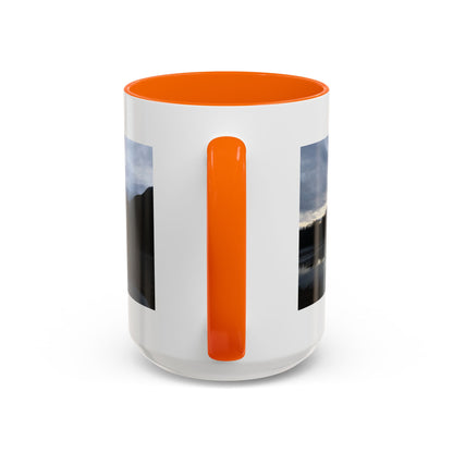 Scenic Mountain Lake Accent Coffee Mug — Moody Sunset Reflection (11oz & 15oz)