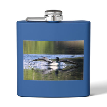 6oz Stainless Steel Flask with Diving Loon Photo – Wildlife Gift for Outdoor Enthusiasts