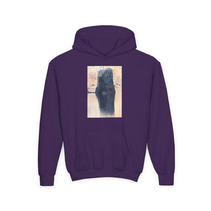 Youth Hoodie with Serene Lake Reflection Photo — Nature-Inspired Kids’ Pullover