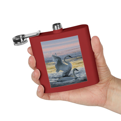 Swan Sunset Stainless Steel Flask — 6oz Travel Hip Flask