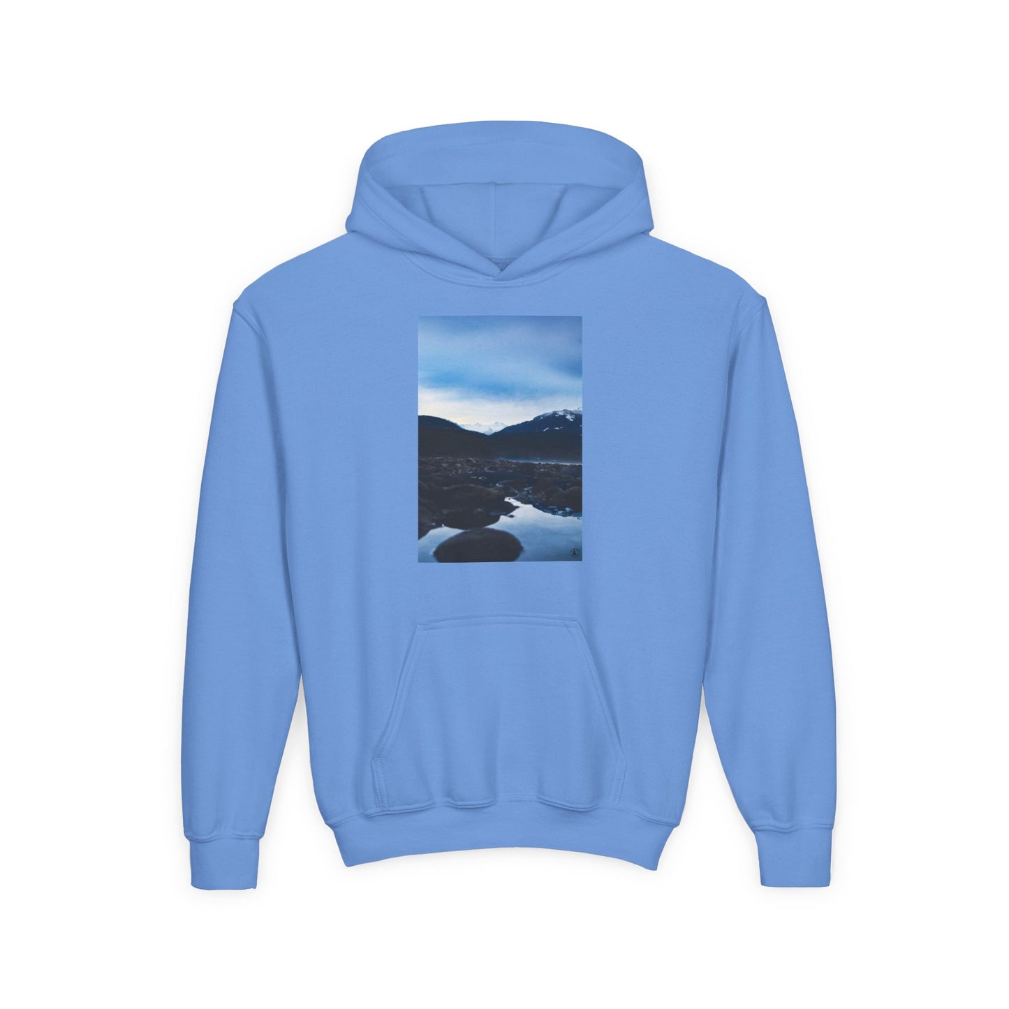 Youth Hoodie with Mountain Lake Photo Print — Nature Landscape Pullover