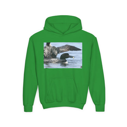 Loon Lake Youth Hoodie — Scenic Common Loon Wildlife Photo
