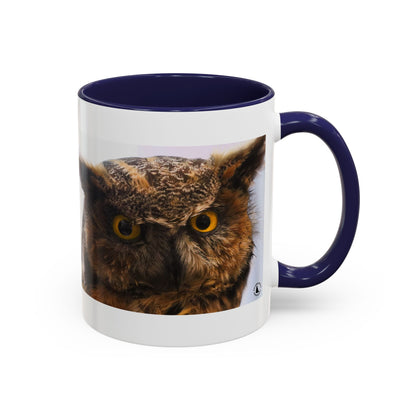 Owl Accent Coffee Mug – Realistic Great Horned Owl Photo (11/15 oz)